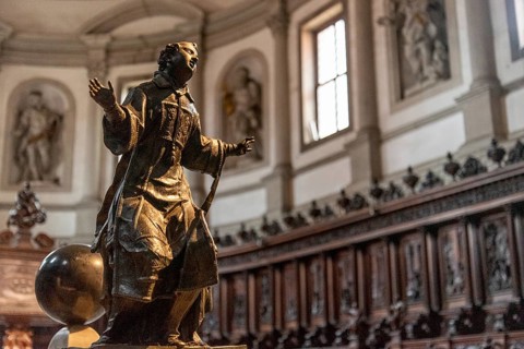 VENICE, ITALY, NOVEMBER 30, 2022, Sculpture in the Inside of Church San Giorgio Maggiore in Venice,