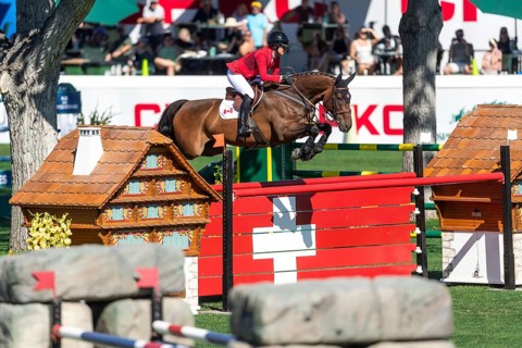 Calgary, Canada, Sept., 7, 2024. Amy Millar of Canada, riding Truman compete in the BMO Nations Cup