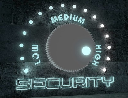 Balance adjust between low and high security. regulator with neon shine scale. 3D rendering