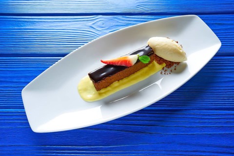 Chocolate brownie with vanilla ice-cream ice cream dessert