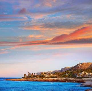 Denia sunset las Rotas in Mediterranean Spain of Alicante