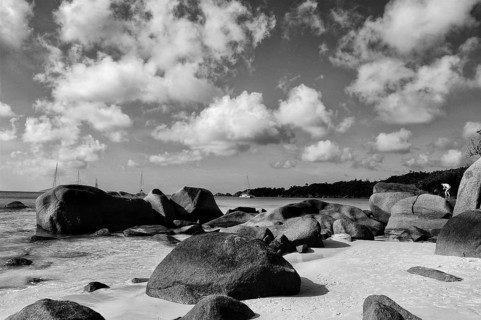 Seychelles island Praslin with the famous granite rocks, Anse Latio