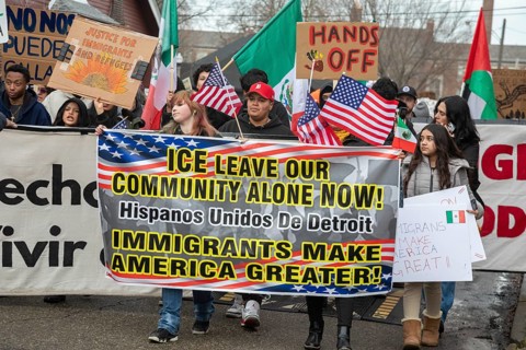 Detroit, Michigan USA - 4 March 2025 - A rally in the Mexican-American community in southwest