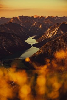 Thaneller summit at sunset in the Lechtal valley in Tyrol with a wonderful view of the surrounding