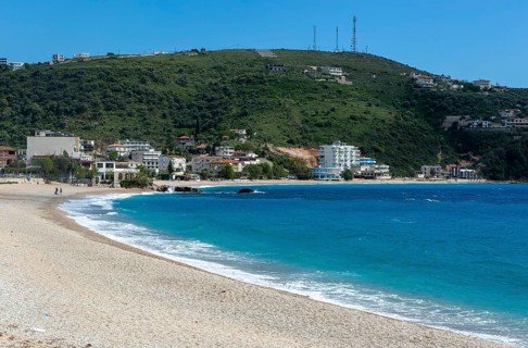 Turquoise blue sea at Prinos beach, Himare, Albanian Riviera, Albania, Europe
