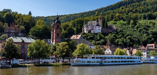 View of Miltenberg, with the parish church of St James and the castle, Lower Franconia, Bavaria,