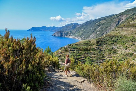 Hiking trail from Riomaggiore to Manarola, Cinque Terre, Province of La Spezia, Liguria, Italy,
