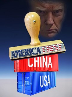 Symbolic image, free trade, USA, China, America first, Donald Trump, impending tariff, punitive