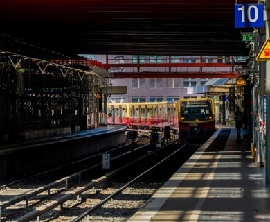 S-Bahn, platform and construction work at Berlin Ostbahnhof, Friedrichshain, Berlin, Germany,