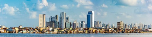 Panoramic image of the city of Recife in Pernambuco with the river and the favela in the foreground