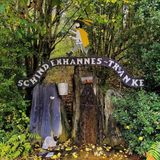 Schinderhannes drinking trough above the Hahnenbach valley, legend as Robin Hood of the Hunsrück,