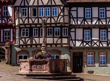 Half-timbered buildings in the old town centre of Miltenberg, Bavaria, Germany Miltenberg