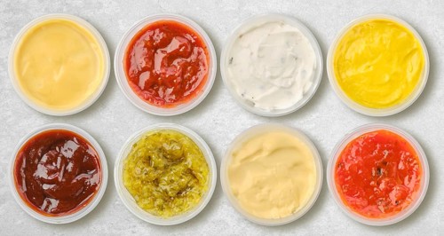 Different types of sauces and dressing