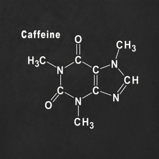 Caffeine Structural chemical formula white on black background
