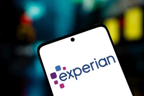experian logo is displayed on smartphone. Experian plc is a multinational data analytics and