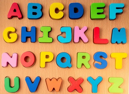 Colorful Letters of Alphabet made of wood