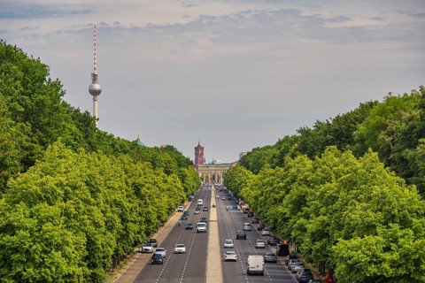 Berlin Germany, high angle view city skyline at Brandenburg Gate and Tier Garden