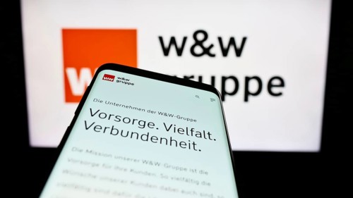 Stuttgart, Germany, 24/08/2023: Mobile phone with the website of the German company Wüstenrot