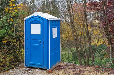 Toilet block on a building site
