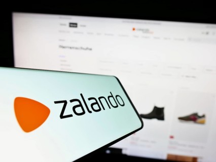 Stuttgart, Germany, 01-16-2023: Cellphone with logo of German e-commerce company Zalando SE on