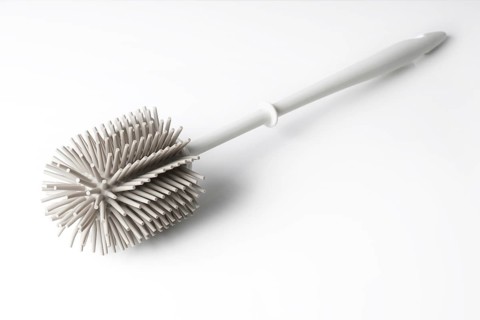 modern toilet brush with silicone bristles on white background