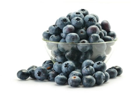 Dish with northern highbush blueberry