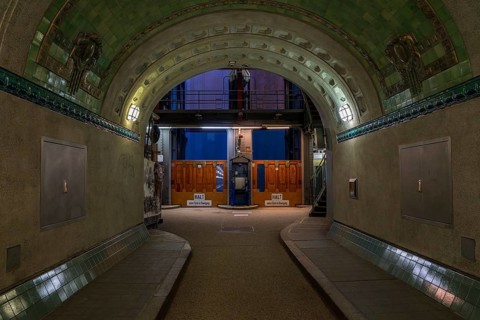 The old St. Pauli Elbe Tunnel in Hamburg, Germany, Europe