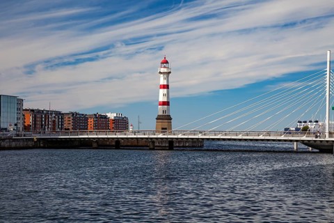 Malmö Harbor, Lighthouse, Skane-County, Malmö, Sweden, Scandinavia, Europe