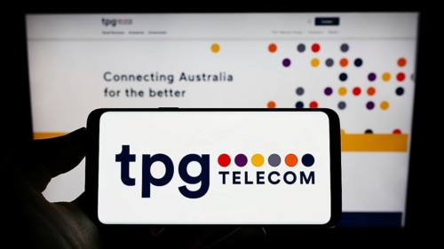 Stuttgart, Germany, 12-30-2022: Person holding cellphone with logo of Australian company TPG