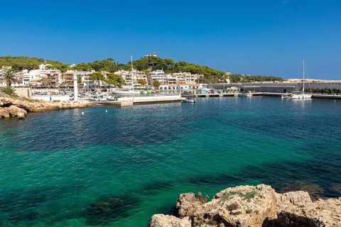 View of the harbour of Cala Rajada, Majorca, Spain, Europe