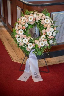 Sympathy Wreath at a funeral in a church