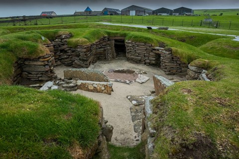 Excavation, Neolithic building, Skara Brae, Orkney Islands, Scotland, Great Britain