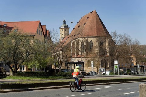 Crailsheimer Straße in Schwäbisch Hall, citizens' office, road traffic, Germany, cycle traffic, St