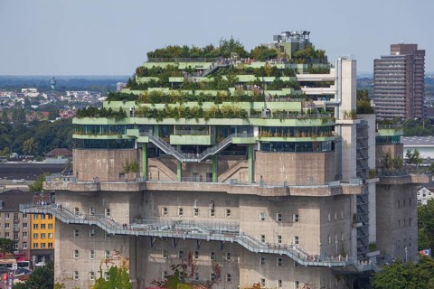 Feldstraße bunker, media bunker, high-rise bunker on Heiligengeistfeld with roof garden, Hamburg,