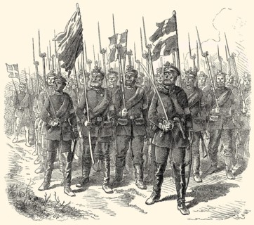 Military parade before King William I after the Battle of Dybbøl, a battle of the Second Schleswig