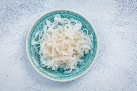 Shirataki noodles - gelatinous traditional Japanese noodles made from the konjac yam, carbohydrate