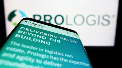 Stuttgart, Germany, 06-18-2022: Mobile phone with website of US real estate company Prologis Inc.
