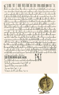 Facsimile, certificate by Frederick I, Frederick Barbarossa, Friedrich I., 1122-1190, the Holy