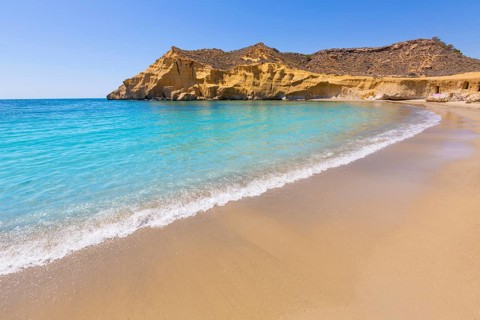 Cocedores beach in Murcia near Aguilas at Mediterranean sea of spain
