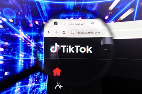 April 17, 2024, Brazil. In this photo illustration, the TikTok logo seen displayed on a computer