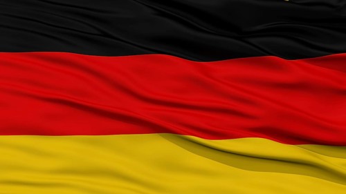 Closeup Germany Flag, Waving in the Wind, High Resolution