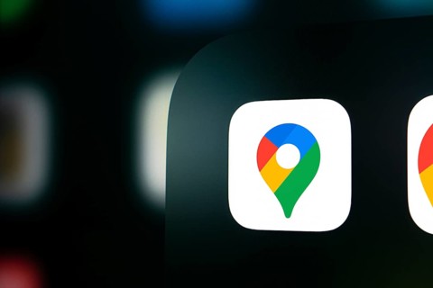 A close up of an iPhone screen displaying the Google maps logo