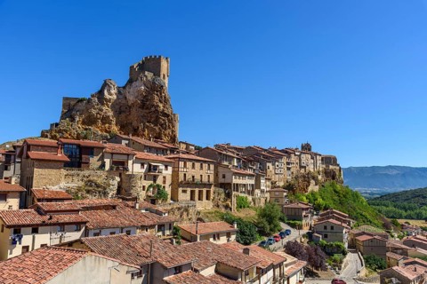 Panoramic view of Frias a picturesque small town in Burgos, Spain, Europe