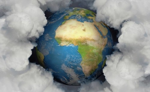 Earth and global emissions. Symbolic image