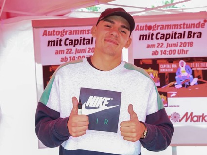 Rapper Capital Bra on promo tour on 22/06/2018 in Magdeburg