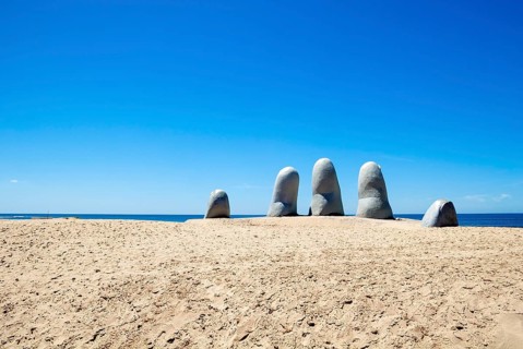 Hand sculpture, a symbol of Punta del Este, Uruguay, South America