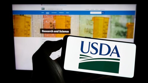 Stuttgart, Germany, 12-11-2022: Person holding cellphone with logo of United States Department of