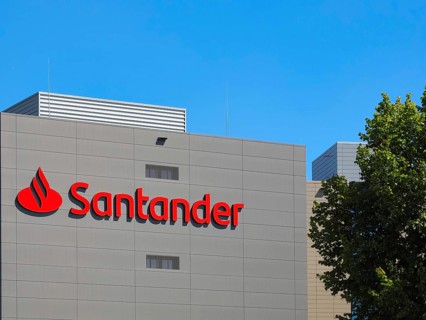 Santander Bank with brand logo, Mönchengladbach, Germany, Europe