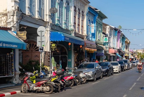 A picture of the colorful Sino Portuguese architecture in Phuket Old Town