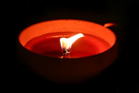 Light on the grave at night